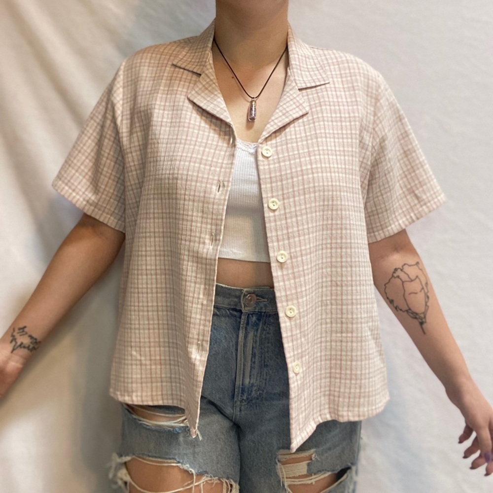 Vintage Pink Plaid Shirt